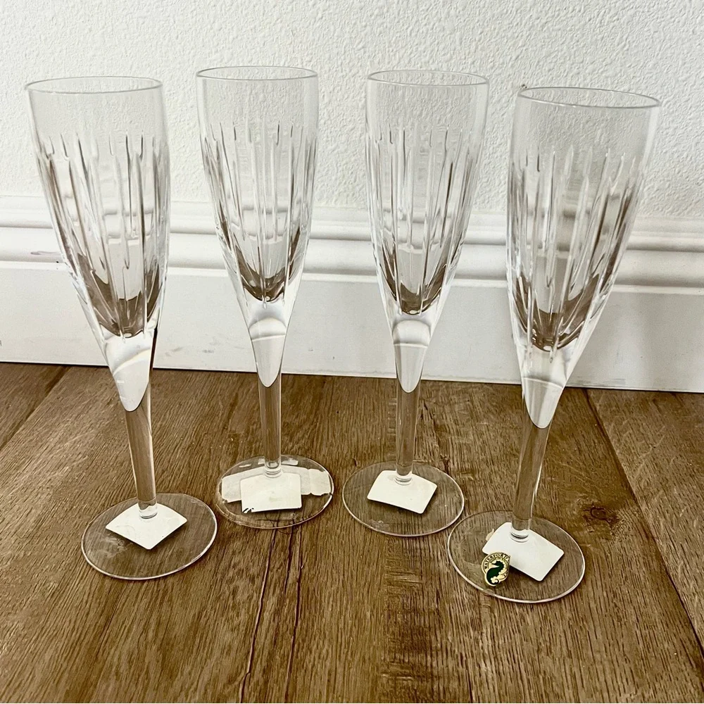 NWT Waterford Crystal Kirin Champagne Flutes Set Of 4, 9.25” Discontinued‎